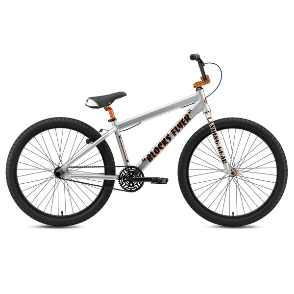 SE Bikes Blocks Flyer 26 BMX Bike Iced Out Silver 2026 – Bikecraze SE Bikes Blocks Flyer 26 BMX Bike Iced Out Silver 2026 – Bikecraze