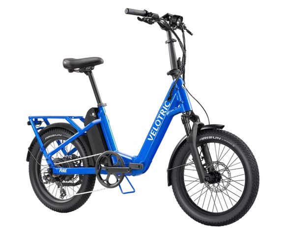 electric folding bicycle with pedal assist system Velotric Fold 1 PLUS Step Thru Electric Fat Tire Bike – Bikecraze