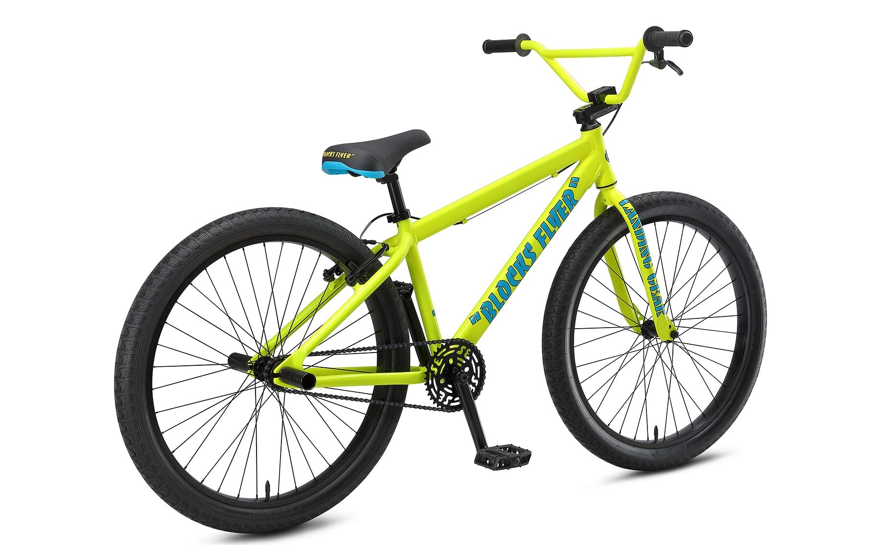 SE Bikes Blocks Flyer 26 BMX Bike Neon Yellow 2023