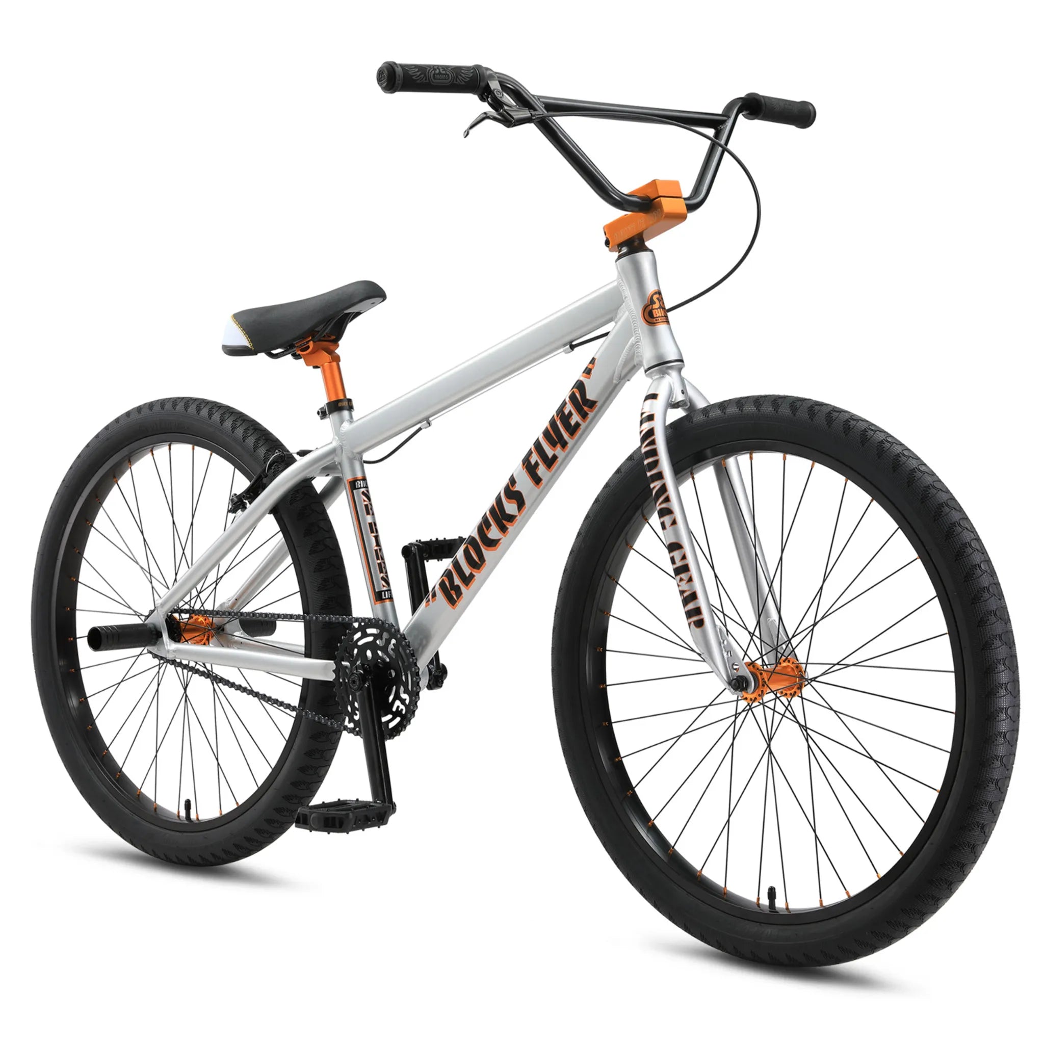 SE Bikes Blocks Flyer 26 BMX Bike Iced Out Silver 2024