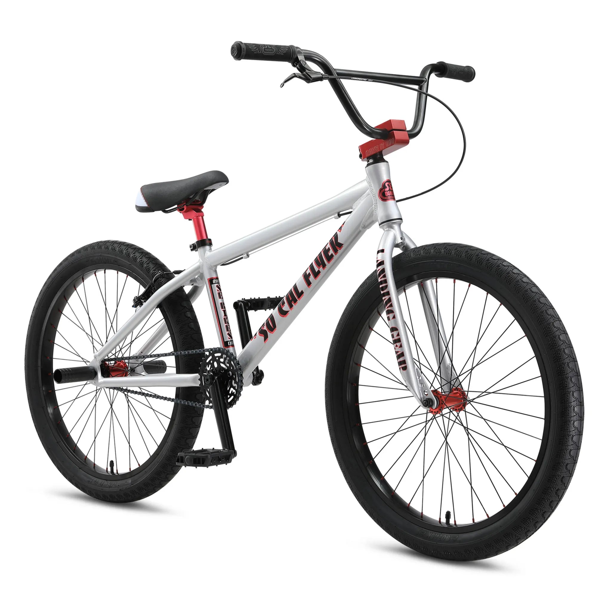 SE Bikes So Cal Flyer 24 BMX Bike Iced Out Silver 2024