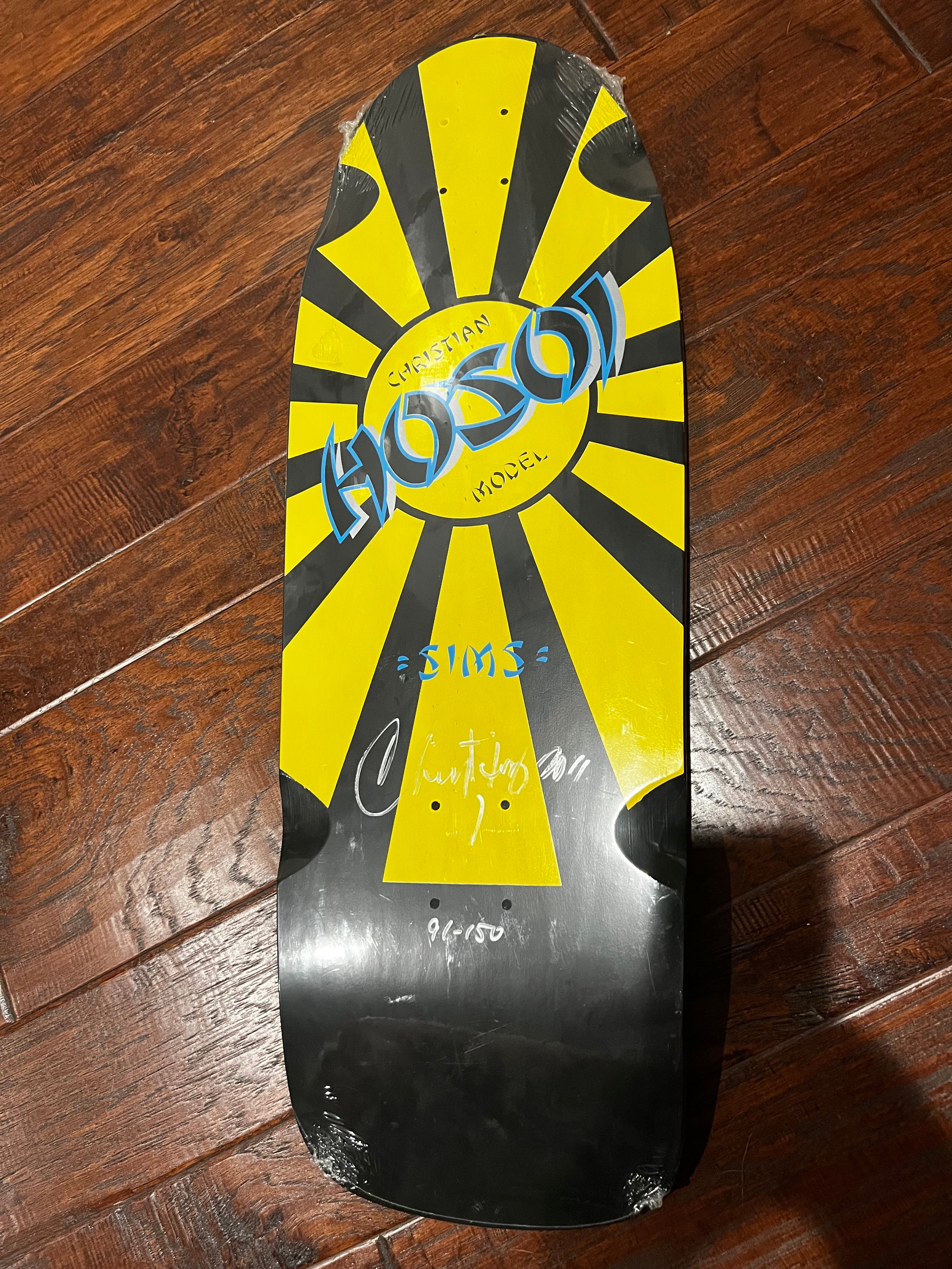 Sims Hosoi Rising Sun Signed Numbered Collector Yellow Skateboard Deck