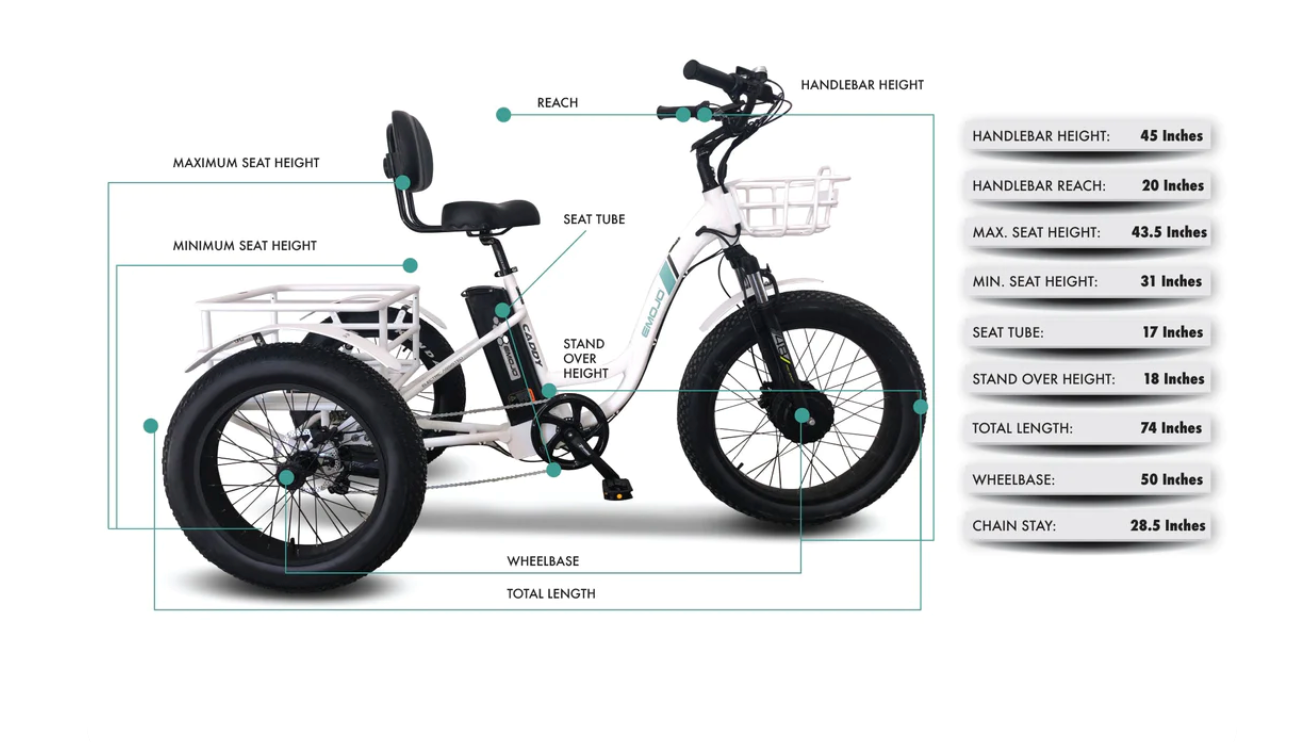 Emojo Caddy Pro Fat Tire Electric Trike Bike BONUS GIFT