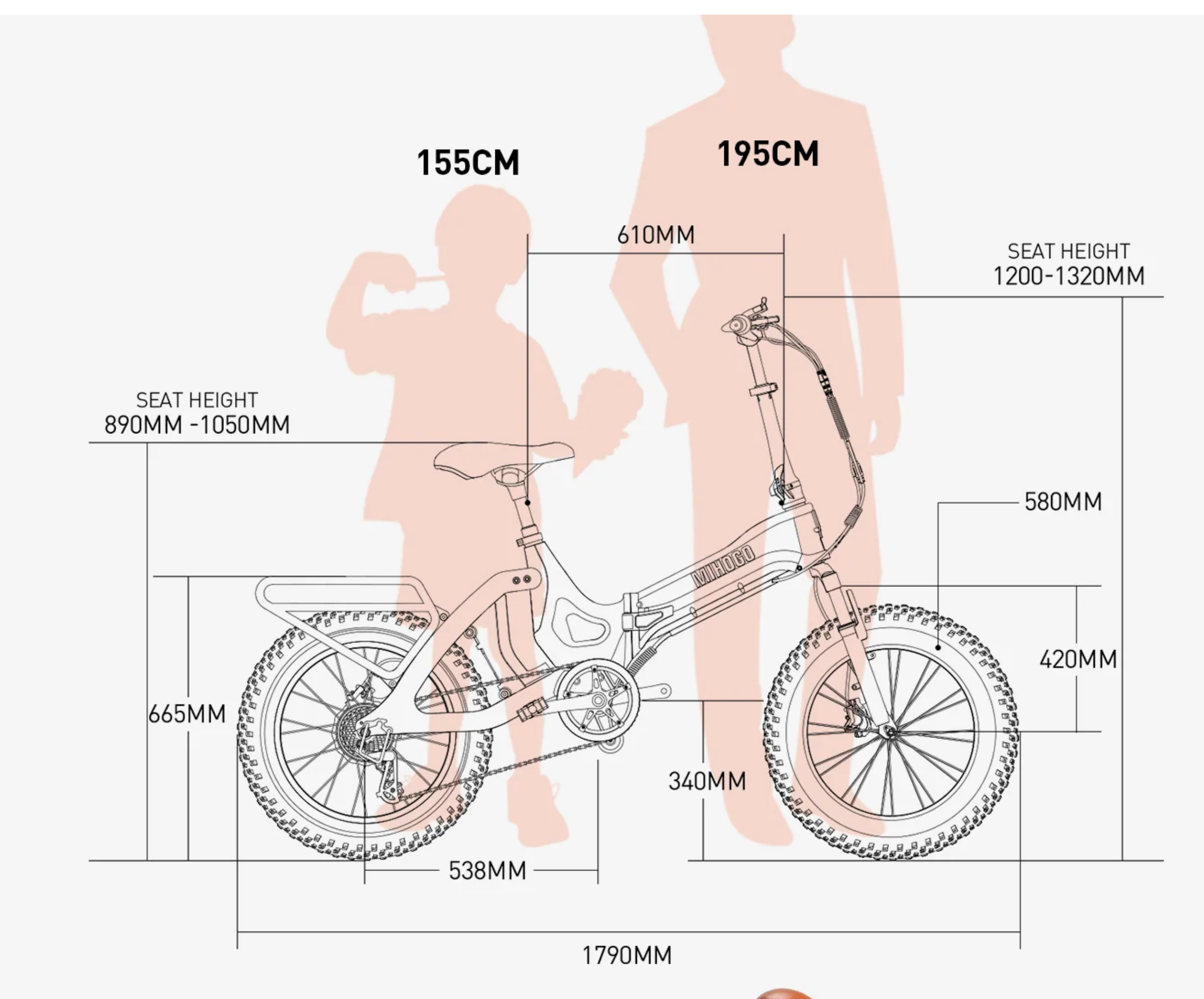 Mihogo One 20" Folding Dual Battery Fat Tire Electric Bike