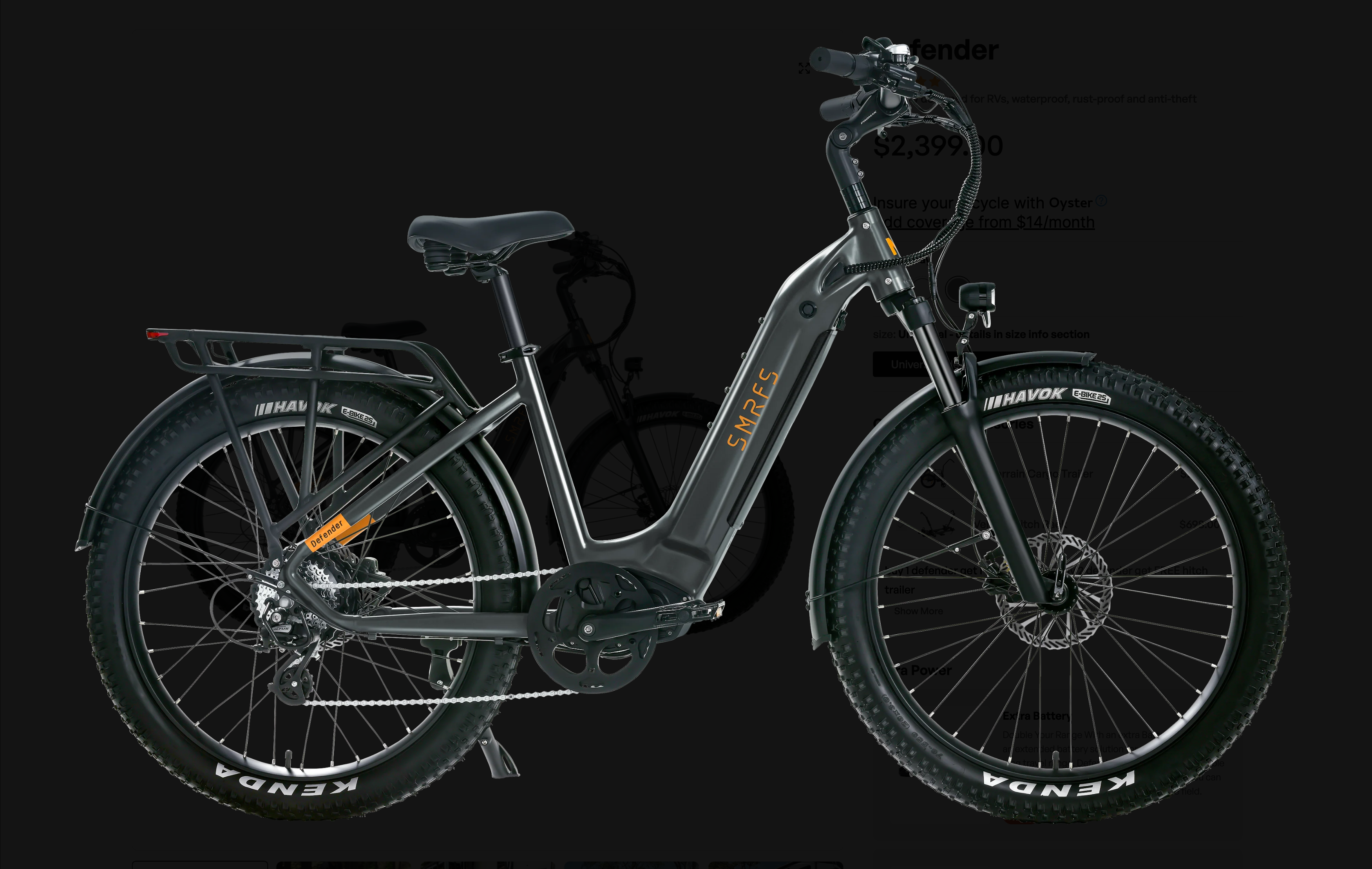 SMRFS Defender Step Thru Torque Electric Bike for RVer's