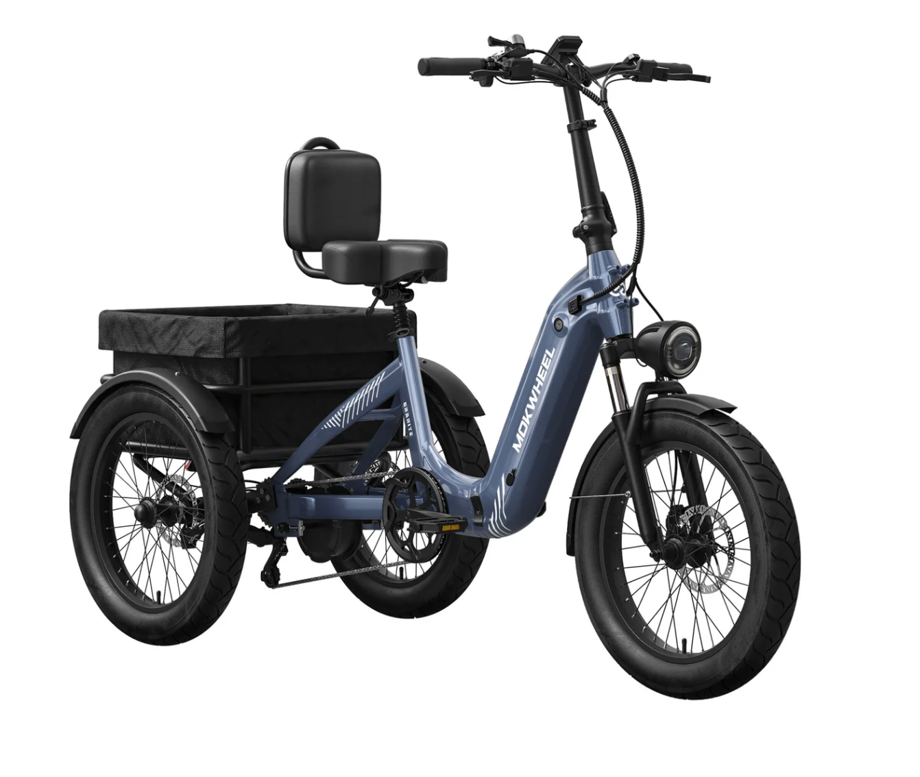 Mokwheel Granite Step Thru Folding  Electric Fat Tire Trike Bike