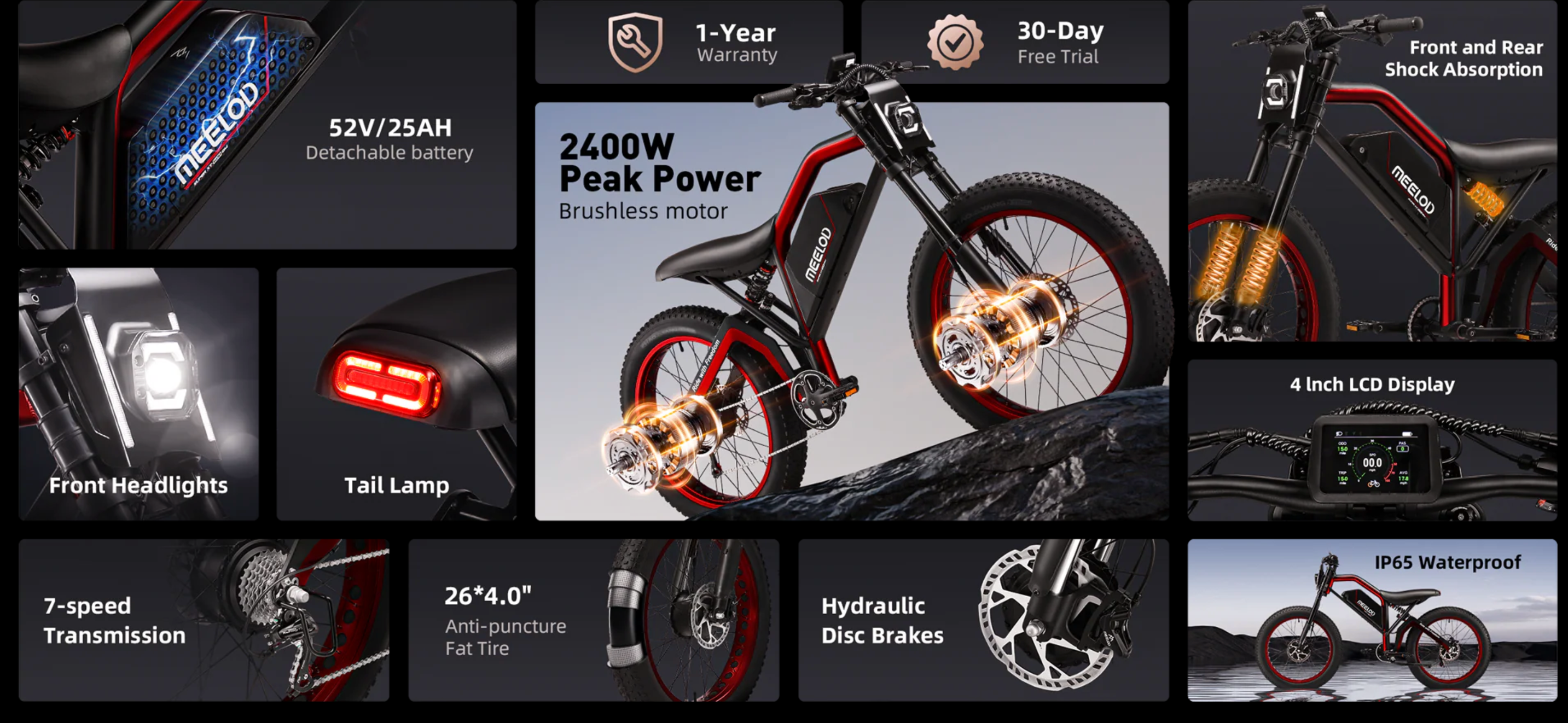 Meelod XT600DL Dual Motor Full Suspension Electric Bike