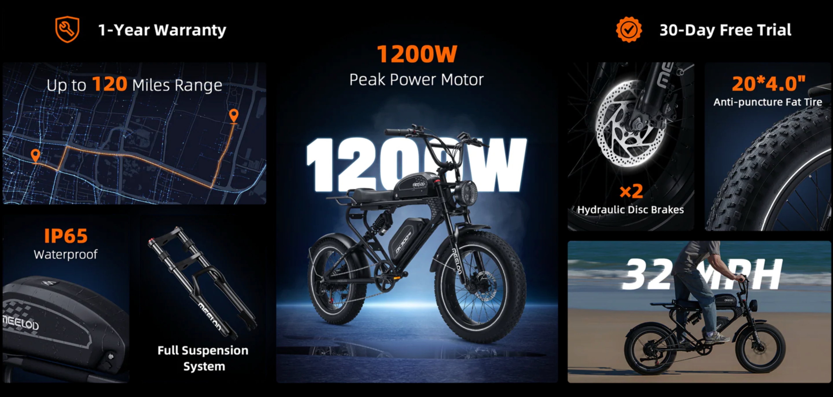 Meelod DK300 Pro Dual Battery Full Suspension Electric Bike