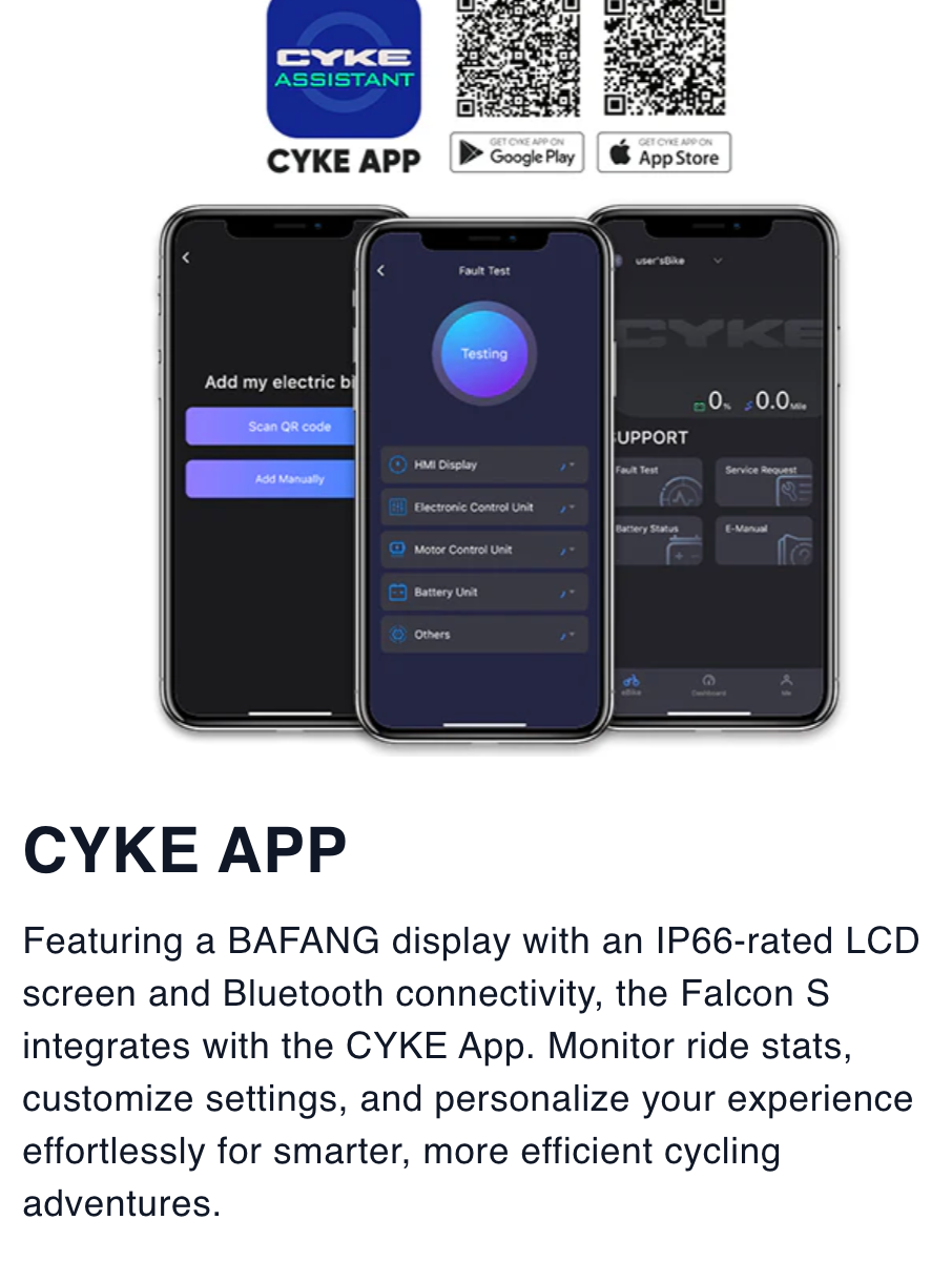 CYKE Falcon S Full Suspension MidDrive Electric Mountain Bike