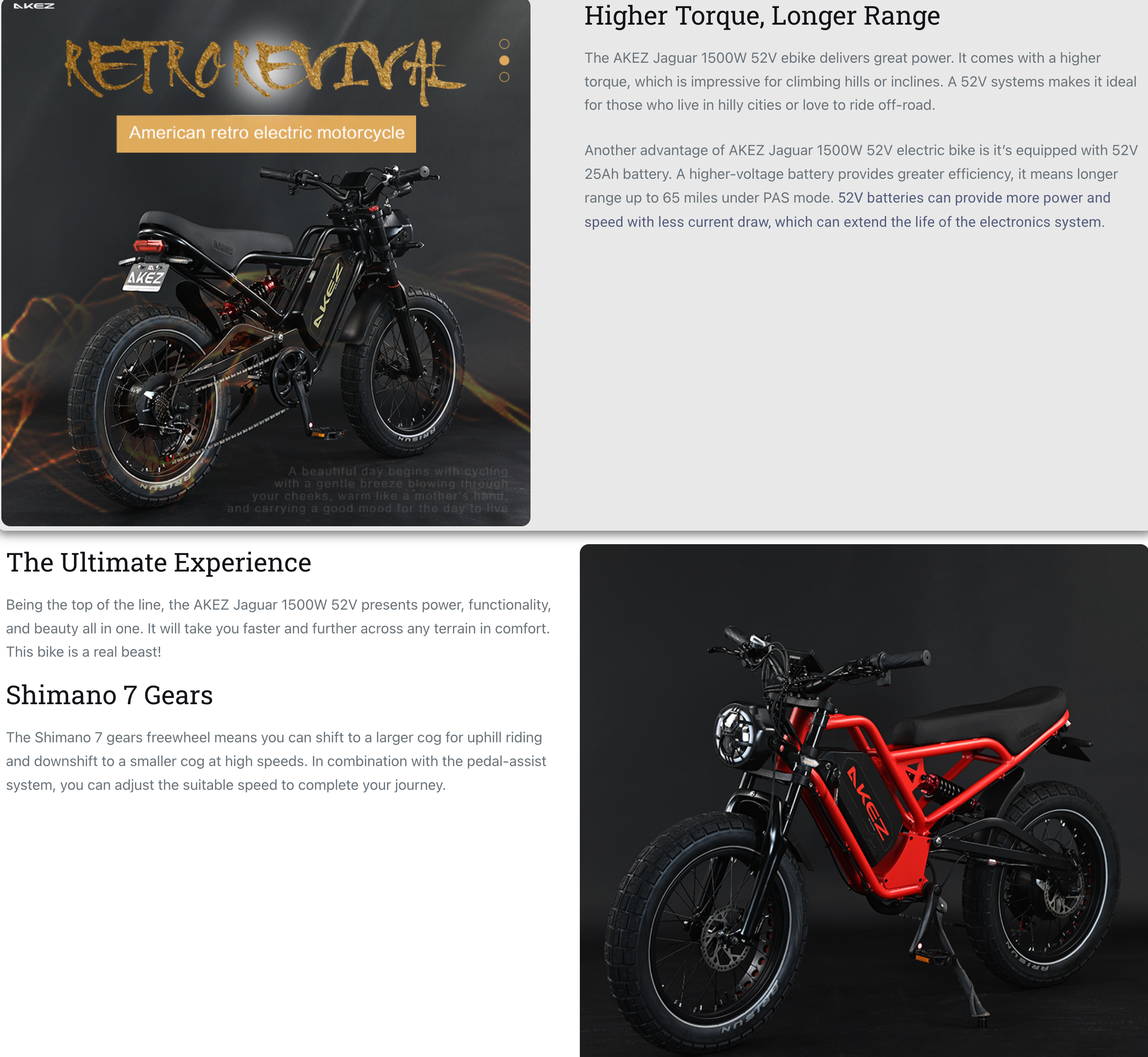 Akez Jaguar 1500W 52V  Full Suspension Electric Moto Bike
