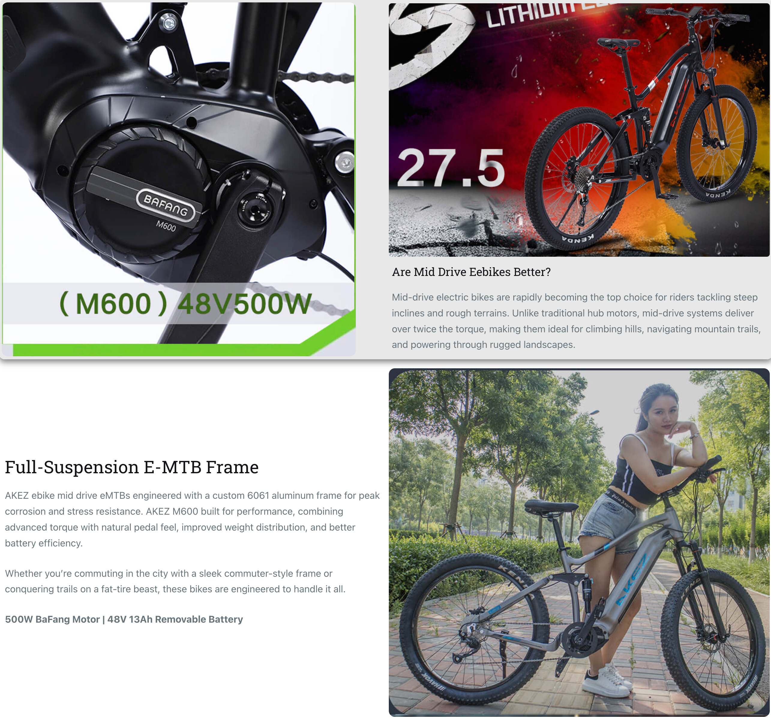 Akez M600 Mid-Drive Full Suspension Mountain Bike