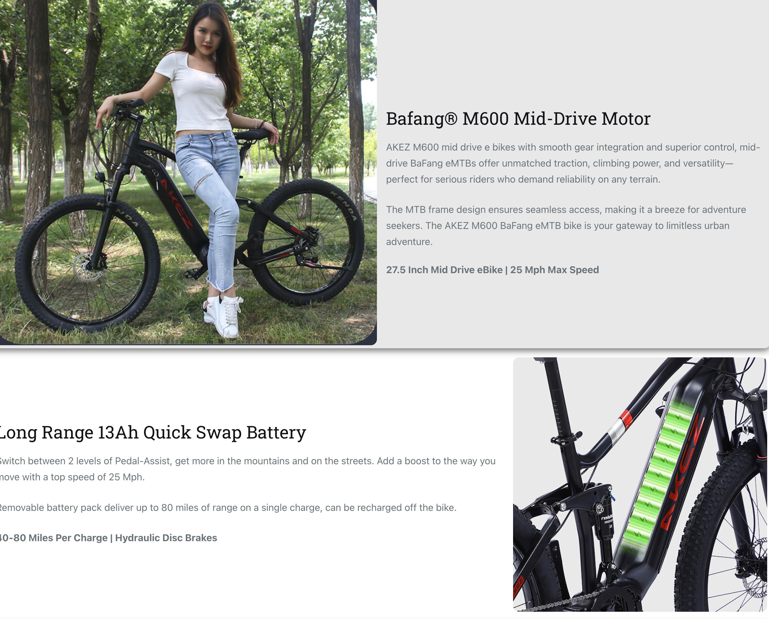 Akez M600 Mid-Drive Full Suspension Mountain Bike
