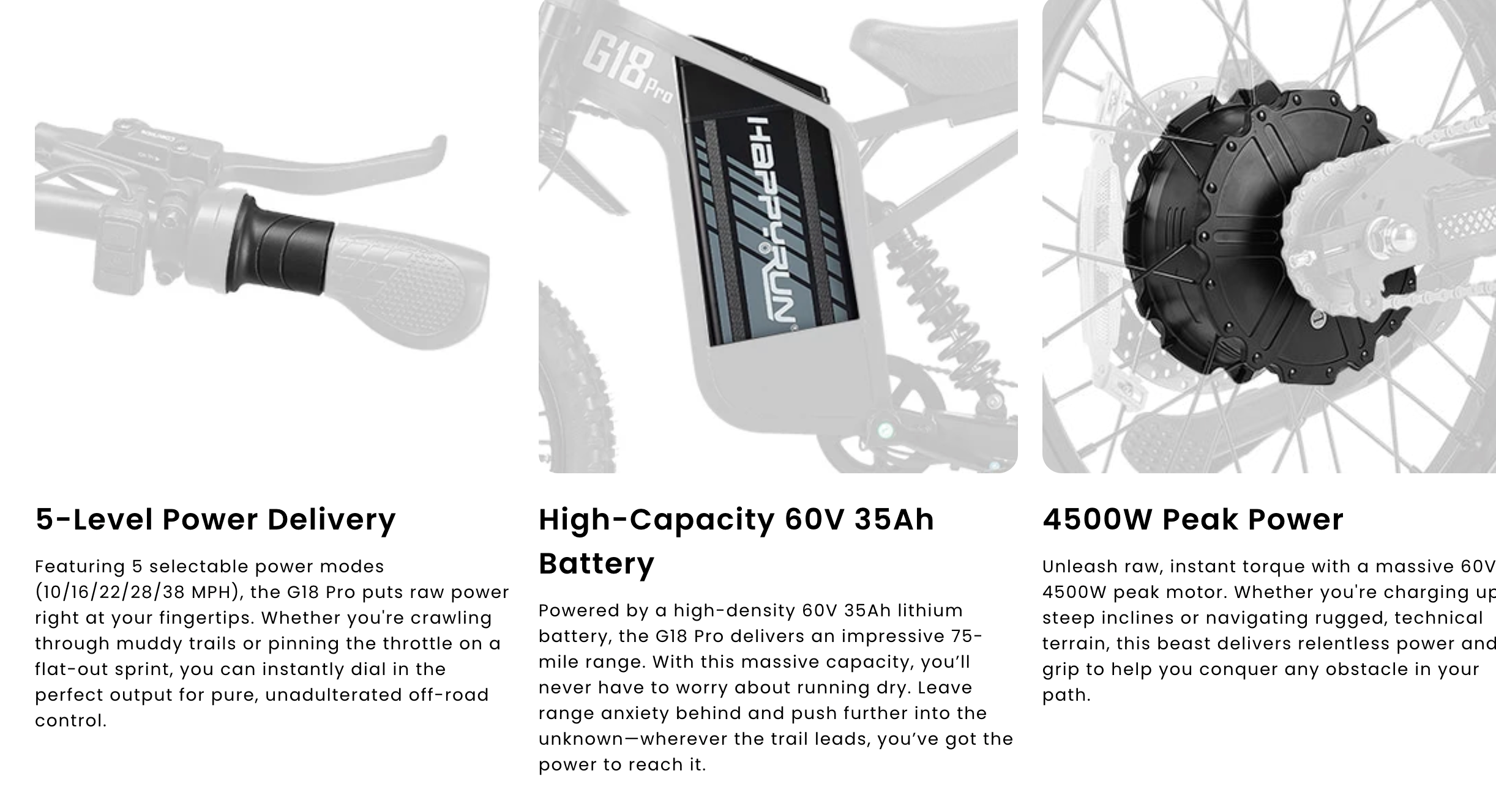 HappyRun G18 Pro Full Suspension Electric Dirt Bike